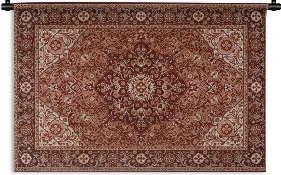 1001Tapestries Wandkleed Wanddoek Perzisch Tapijt Vloerkleed Mandala Bruin 150x100 cm Wandtapijt