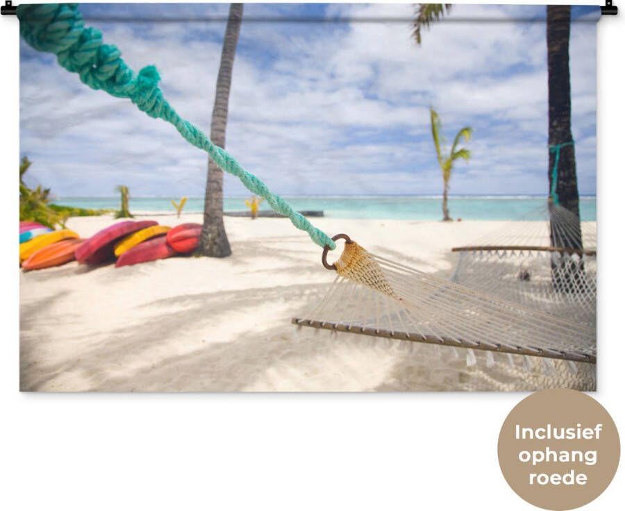 1001Tapestries Wandkleed Wanddoek Strand Boot Hangmat 150x100 cm Wandtapijt