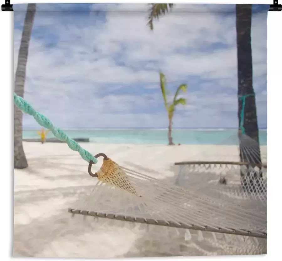 1001Tapestries Wandkleed Wanddoek Strand Boot Hangmat 60x60 cm Wandtapijt