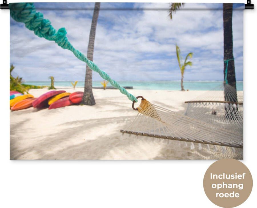 1001Tapestries Wandkleed Wanddoek Strand Boot Hangmat 90x60 cm Wandtapijt