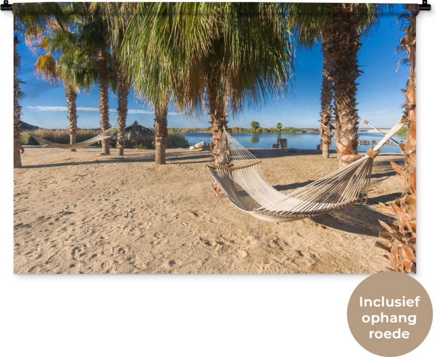 1001Tapestries Wandkleed Wanddoek Strand Hangmat Relax 120x80 cm Wandtapijt