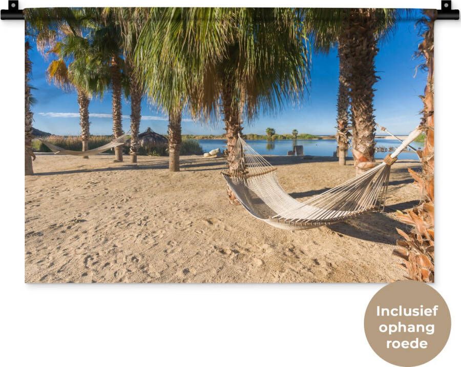 1001Tapestries Wandkleed Wanddoek Strand Hangmat Relax 60x40 cm Wandtapijt