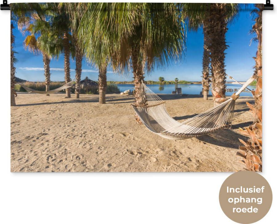 1001Tapestries Wandkleed Wanddoek Strand Hangmat Relax 90x60 cm Wandtapijt