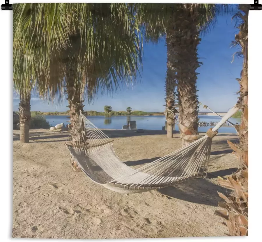 1001Tapestries Wandkleed Wanddoek Strand Hangmat Relax 90x90 cm Wandtapijt - Foto 2