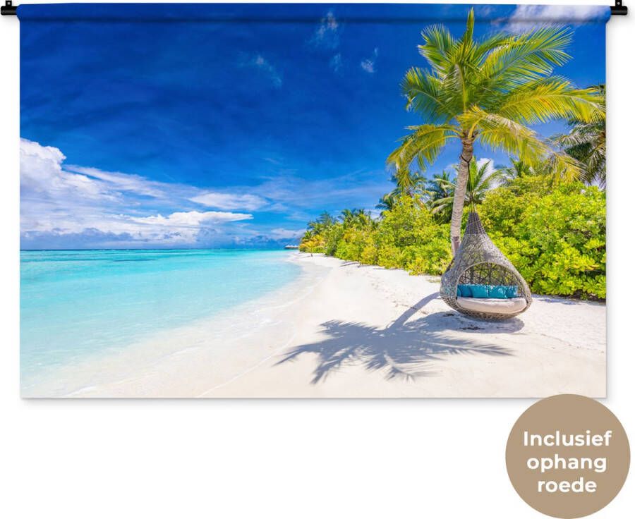 1001Tapestries Wandkleed Wanddoek Strand Palm Hangstoel 150x100 cm Wandtapijt - Foto 2
