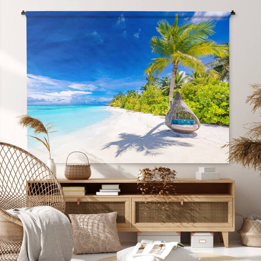 1001Tapestries Wandkleed Wanddoek Strand Palm Hangstoel 180x135 cm Wandtapijt - Foto 2