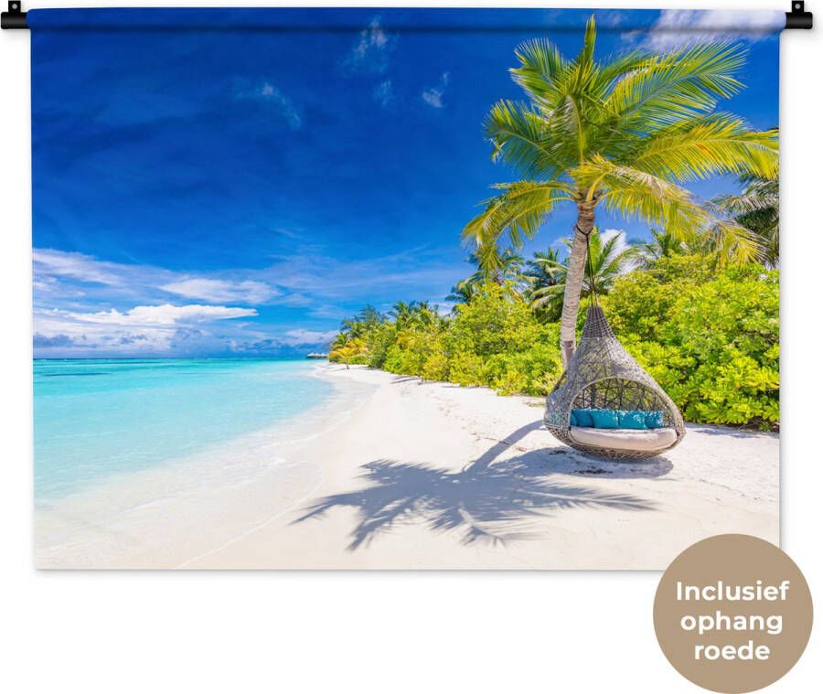 1001Tapestries Wandkleed Wanddoek Strand Palm Hangstoel 90x67.5 cm Wandtapijt - Foto 2