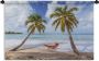 1001Tapestries Wandkleed Wanddoek Strand Palmbomen Hangmat 120x80 cm Wandtapijt - Thumbnail 2