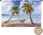 1001Tapestries Wandkleed Wanddoek Strand Palmbomen Hangmat 120x80 cm Wandtapijt - Thumbnail 1