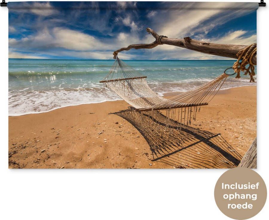 1001Tapestries Wandkleed Wanddoek Strand Zee Hangmat 120x80 cm Wandtapijt