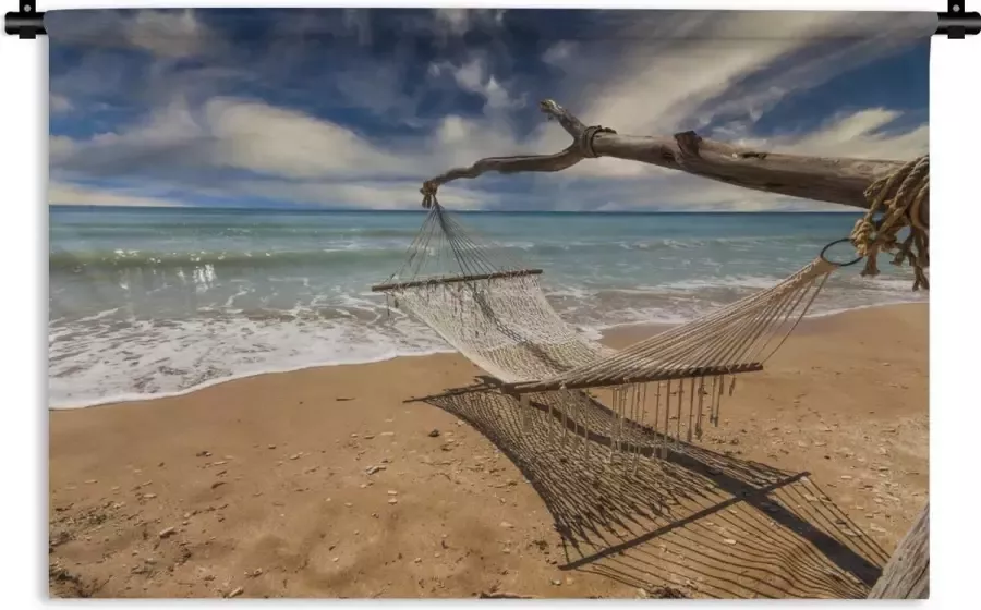 1001Tapestries Wandkleed Wanddoek Strand Zee Hangmat 180x120 cm Wandtapijt - Foto 2