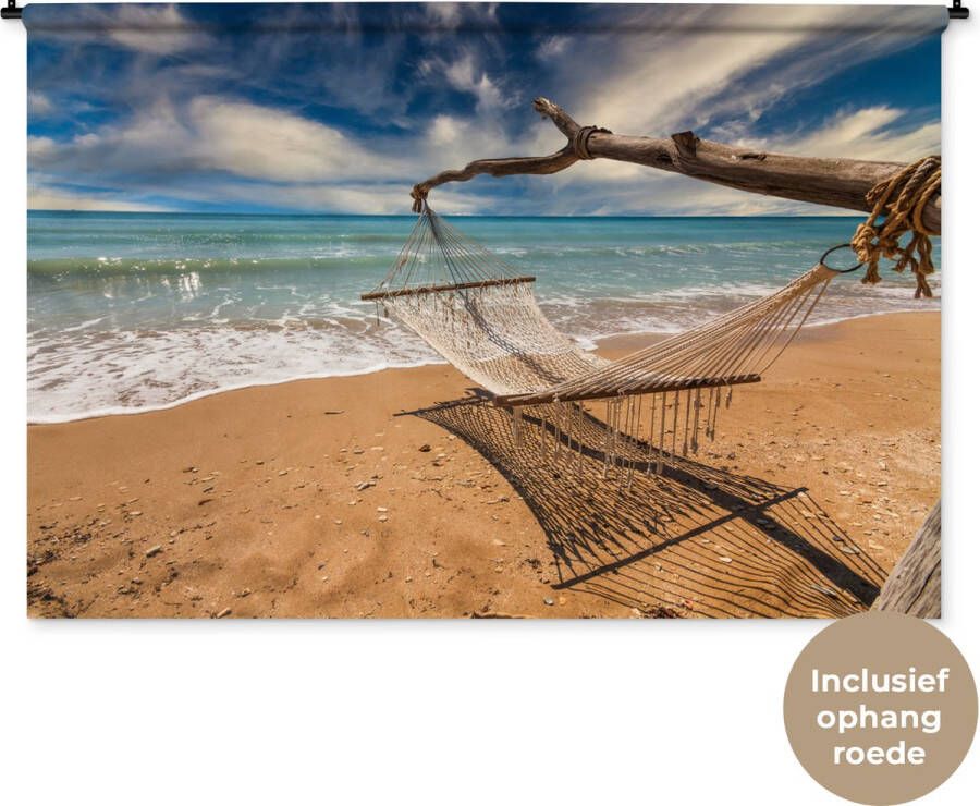 1001Tapestries Wandkleed Wanddoek Strand Zee Hangmat 180x120 cm Wandtapijt