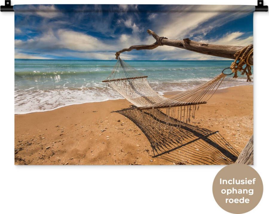 1001Tapestries Wandkleed Wanddoek Strand Zee Hangmat 60x40 cm Wandtapijt