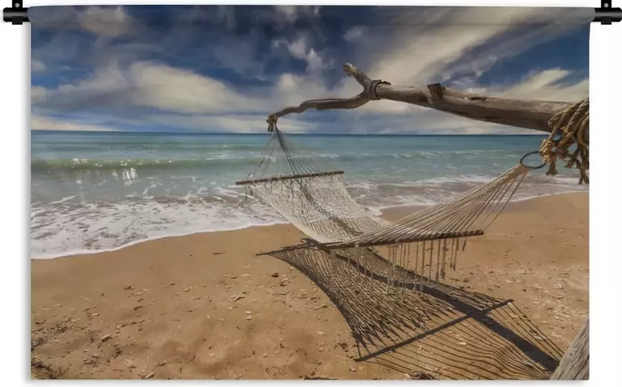 1001Tapestries Wandkleed Wanddoek Strand Zee Hangmat 90x60 cm Wandtapijt - Foto 2