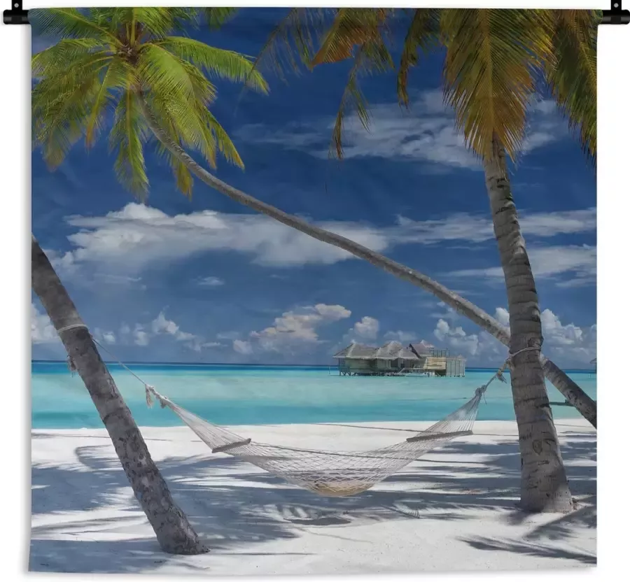 1001Tapestries Wandkleed Wanddoek Strand Zomer Hangmat 120x120 cm Wandtapijt - Foto 2