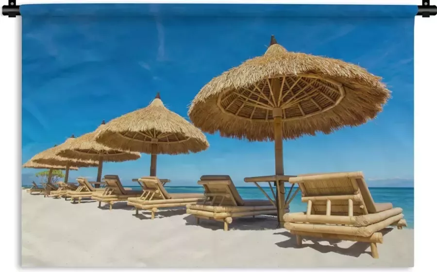 1001Tapestries Wandkleed Wanddoek Strandstoel Strand Parasol Zee Zomer 60x40 cm Wandtapijt