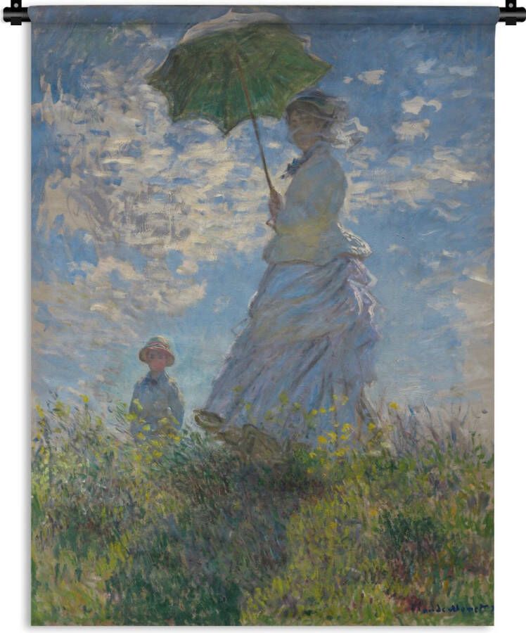 1001Tapestries Wandkleed Wanddoek Woman with a Parasol Schilderij van Claude Monet 120x160 cm Wandtapijt