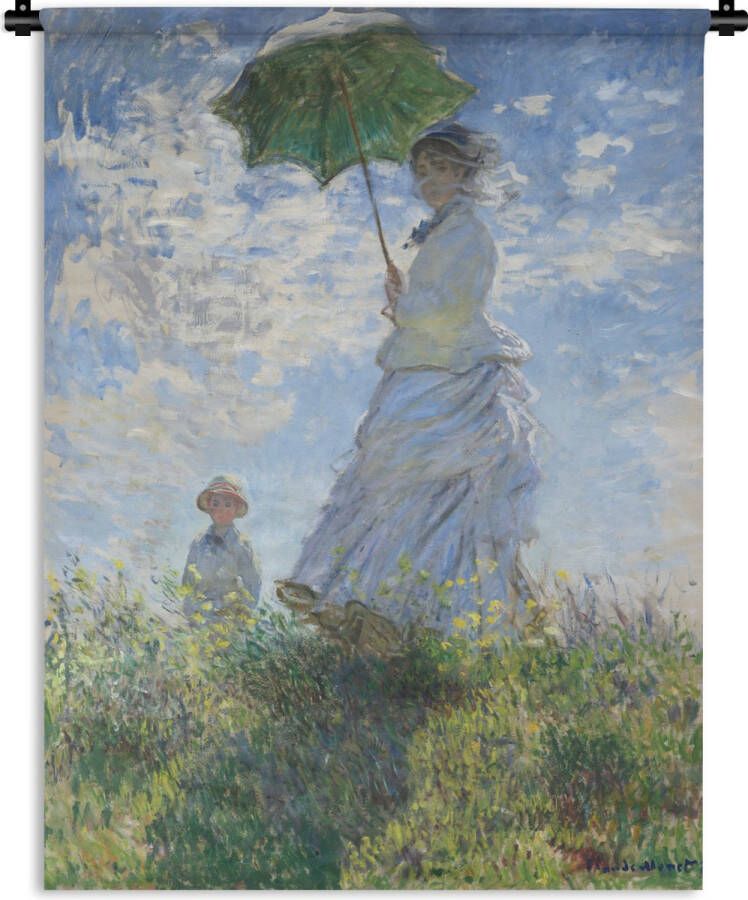 1001Tapestries Wandkleed Wanddoek Woman with a parasol schilderij van Claude Monet 150x200 cm Wandtapijt