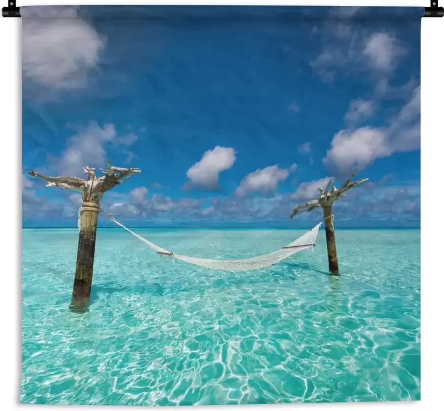 1001Tapestries Wandkleed Wanddoek Zee Hangmat Lucht 150x150 cm Wandtapijt