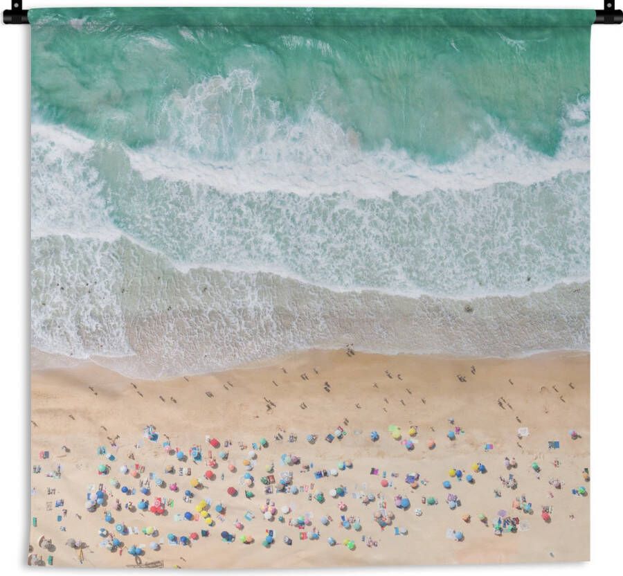 1001Tapestries Wandkleed Wanddoek Zee Strand Parasols Water Zomer 120x160 cm Wandtapijt