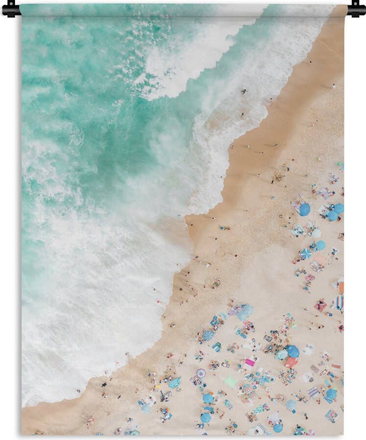 1001Tapestries Wandkleed Wanddoek Zee Strand Parasols Zomer 120x160 cm Wandtapijt