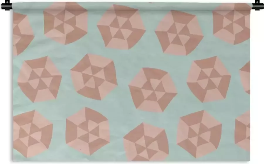 1001Tapestries Wandkleed Wanddoek Zomer Parasols Lichtblauw 120x80 cm Wandtapijt