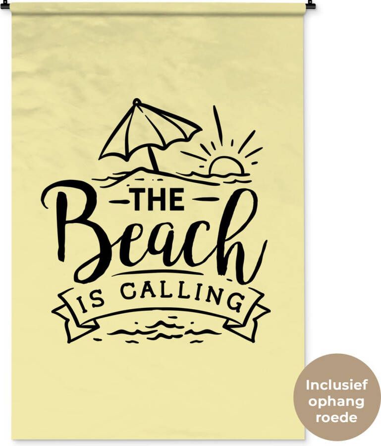 1001Tapestries Wandkleed Wanddoek Zomer Strand Parasol Spreuken 120x180 cm Wandtapijt