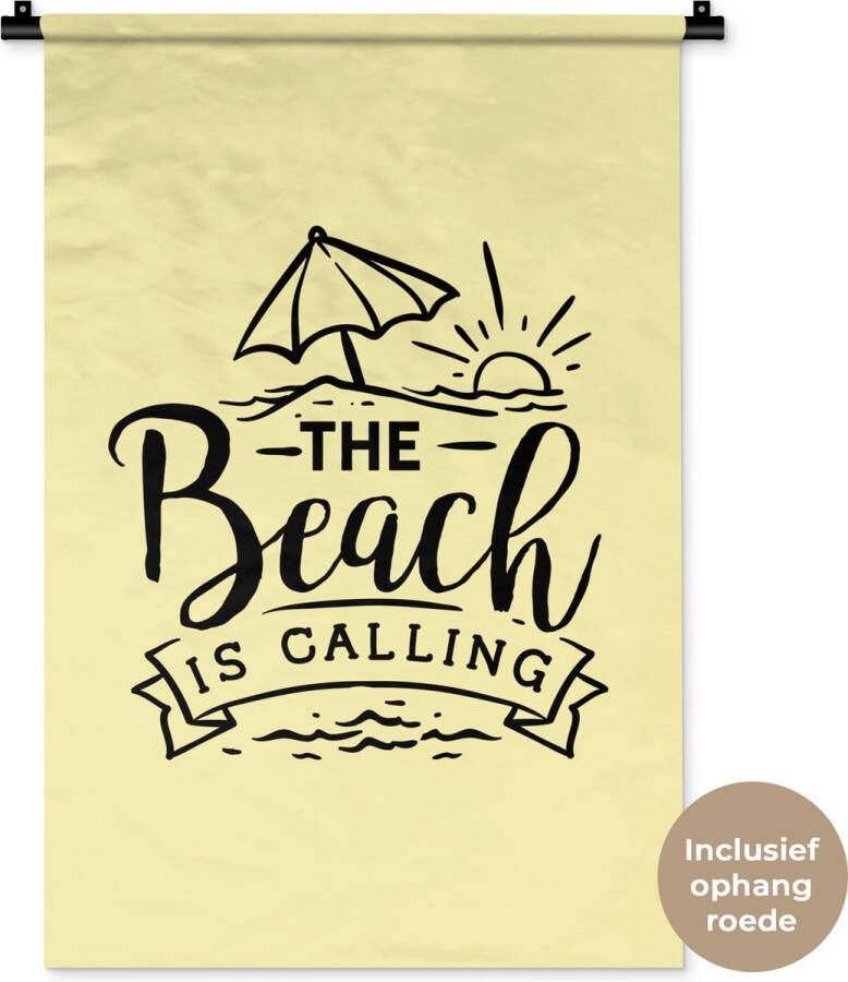 1001Tapestries Wandkleed Wanddoek Zomer Strand Parasol Spreuken 60x90 cm Wandtapijt