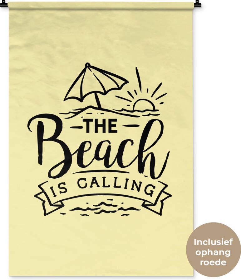 1001Tapestries Wandkleed Wanddoek Zomer Strand Parasol Spreuken 90x135 cm Wandtapijt