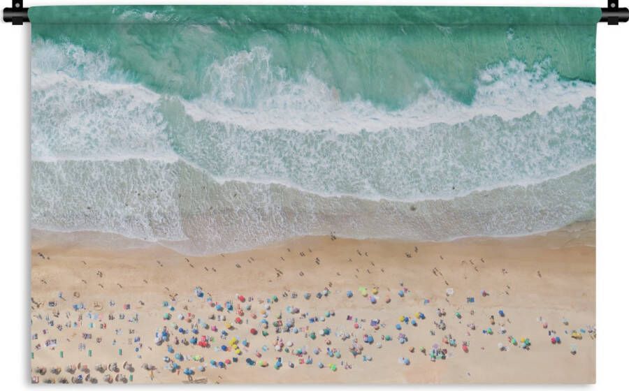 1001Tapestries Wandkleed Wanddoek Zee Strand Parasols Water Zomer 120x160 cm Wandtapijt - Foto 2