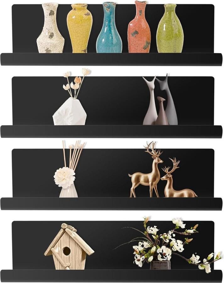 11 Acryl wandrek Ruimte voor boeken en foto's Woondecoratie Geschikt voor keuken badkamer kantoor woonkamer 4 zwart