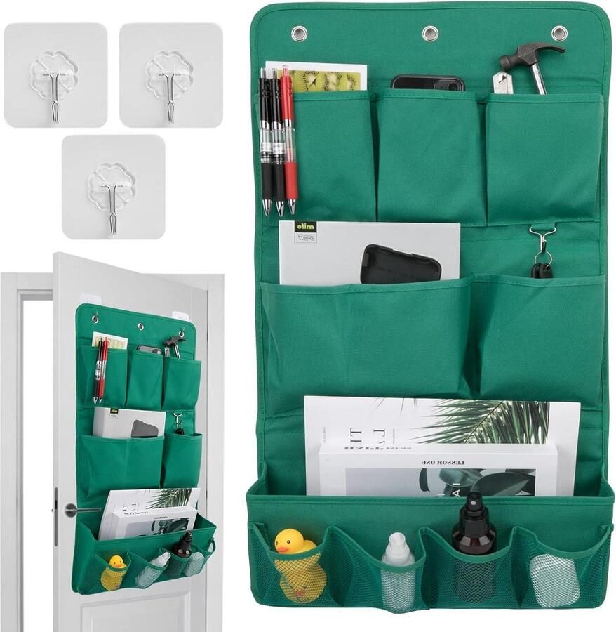 11 Hangende opbergtas met 10 vakken voor kinderkamer garderobe kast ruimtebesparende hangorganizer in groen afwasbaar