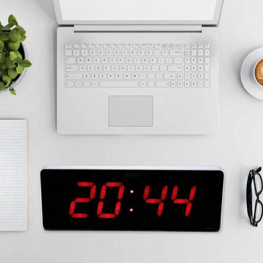 11 Kalenderklok 14 Extra Groot LED Digitaal Bureau Alarm Dag Klok Temperatuur Muurklokken (36 * 13 * 3 cm-Uur + Minuut Kalender)