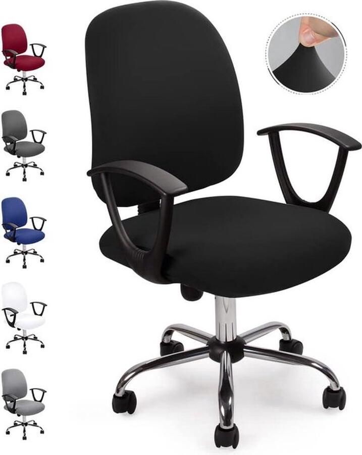 11 Universele Split Bureaustoelhoes Elastische Afneembare Stoelhoes Wasbare Stoelhoes Bureaustoelen Computer Stoel Draaistoel Zwart 1 Stks