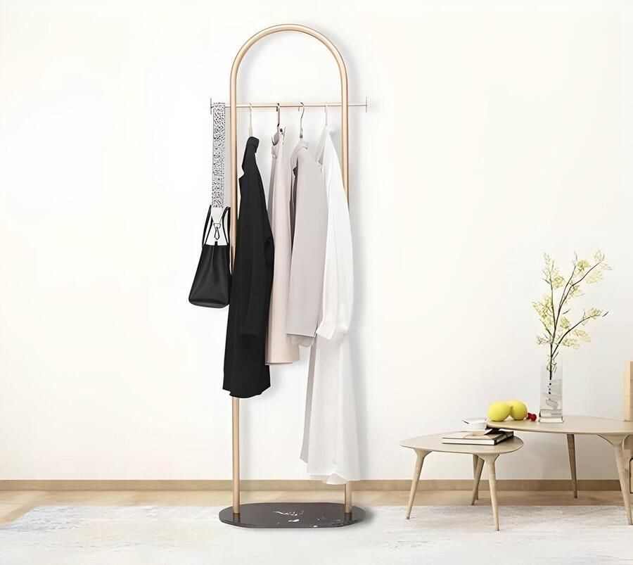 123kapstokken Luxe Kapstok – Staande Kapstok – Garderoberek – Kledingrek – Zwart Goud – Jassenrek – Kapstok – 170 CM