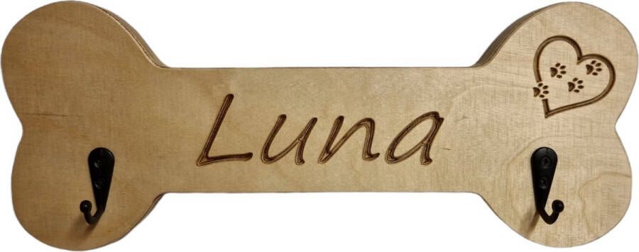 123wood Honden riem kapstok Naam eigen hond Honden Kapstok Riem Halsband Houten kapstok Honden Kapstok Riem Halsband Hond Pootjes