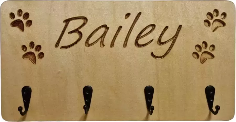 123wood Honden riem kapstok Naam eigen hond Honden Kapstok Riem Halsband Houten kapstok Honden Kapstok Riem Halsband Hond Pootjes - Foto 2