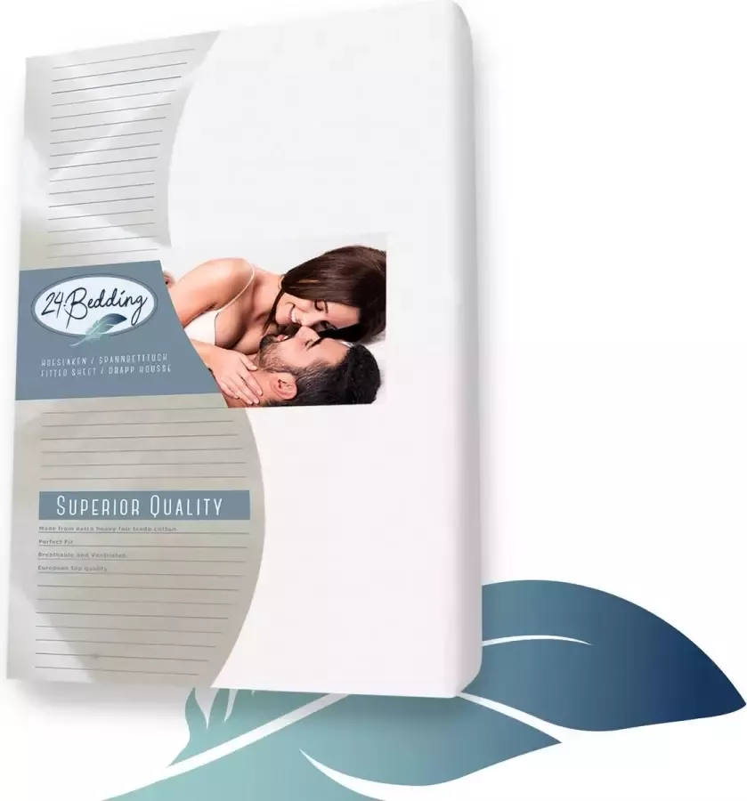 24-Bedding Duopak 2 stuks !! Molton Hoeslaken 80x200 cm 100% katoen Ademend & absorberend verlengt de levensduur van uw matras