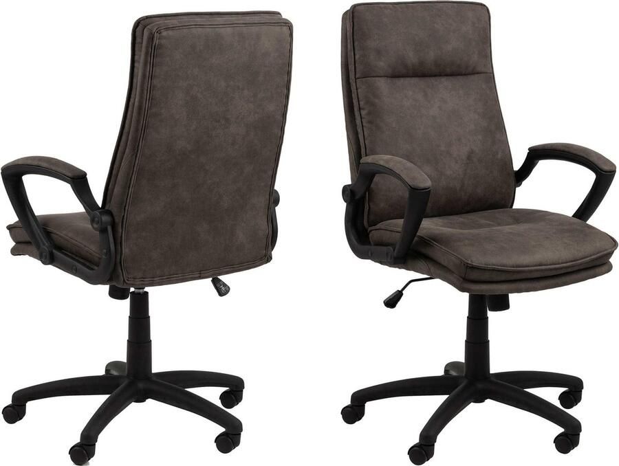 24Designs Dorian Bureaustoel Stof Antracietgrijs Zwart Onderstel Met Wielen