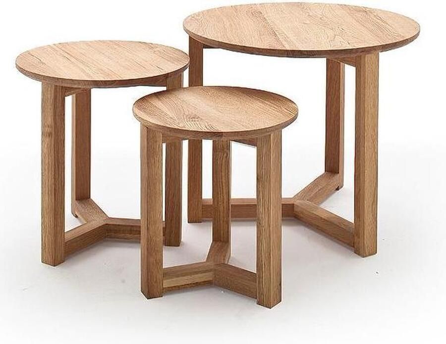 24Designs Set (3) Bijzettafels Knock on Wood Eiken