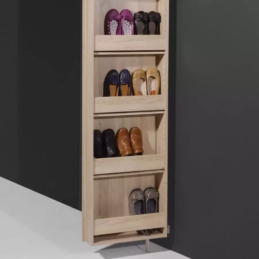 24Designs Opbergkast voor schoenen met grote spiegel H195 cm Sonoma-eiken - Foto 1