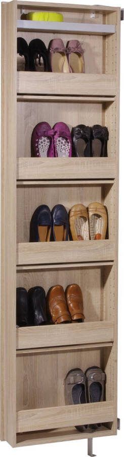 24Designs Opbergkast voor schoenen met grote spiegel H195 cm Sonoma-eiken - Foto 3