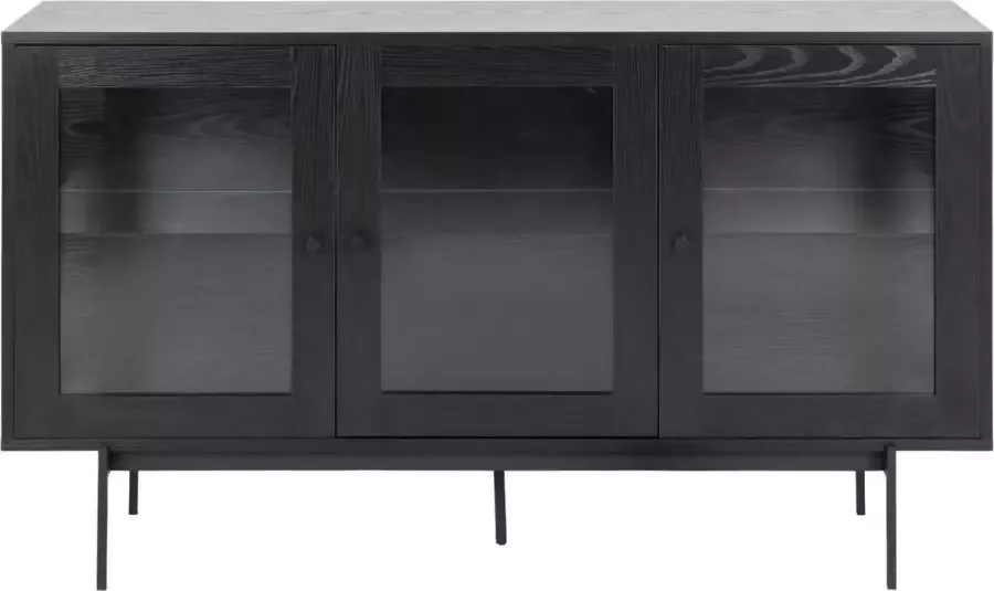 24Designs Lodrino Dressoir 3-Deuren Glas B140 X D40 X H82 Cm Zwart - Foto 1