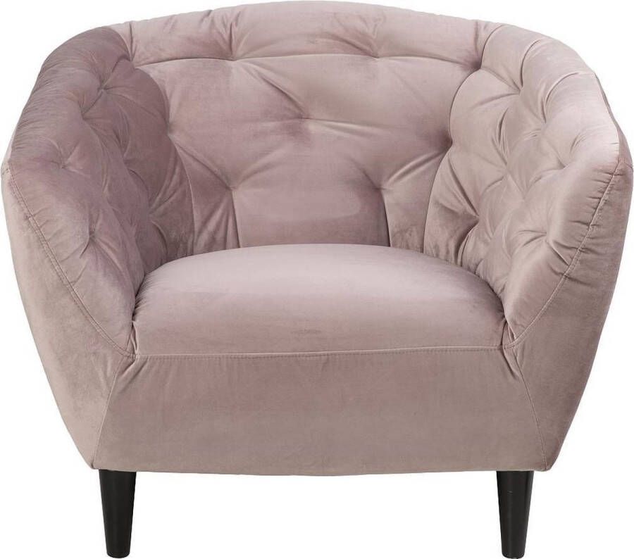 24Designs Nina Fauteuil Fluweel Poederroze Zwarte Houten Poten