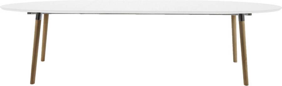 24Designs Uitschuifbare Ovale Eettafel Jassmin L170 270 Cm Wit Tafelblad Houten Poten