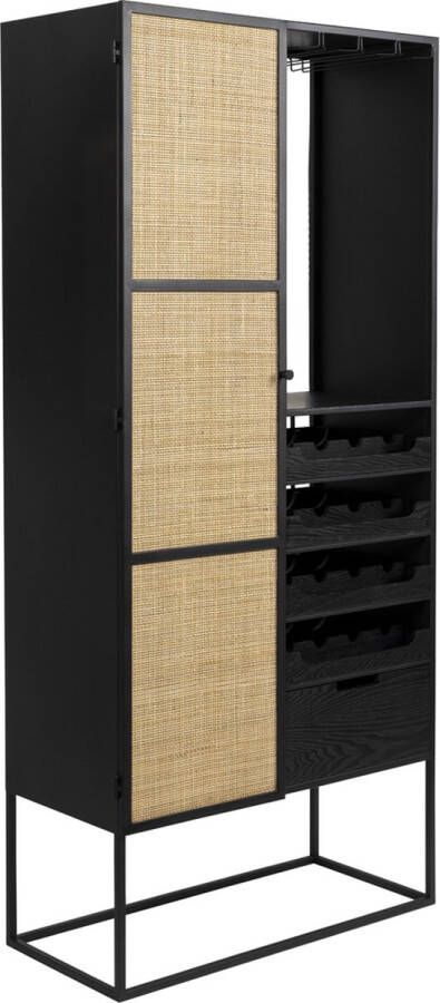 24Designs Yabu Hoge Wijnkast Webbing Zwart