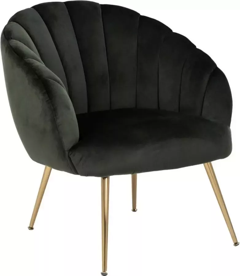 24Designs Yasmina Fauteuil Donkergroen Fluweel Messing Metalen Poten - Foto 1