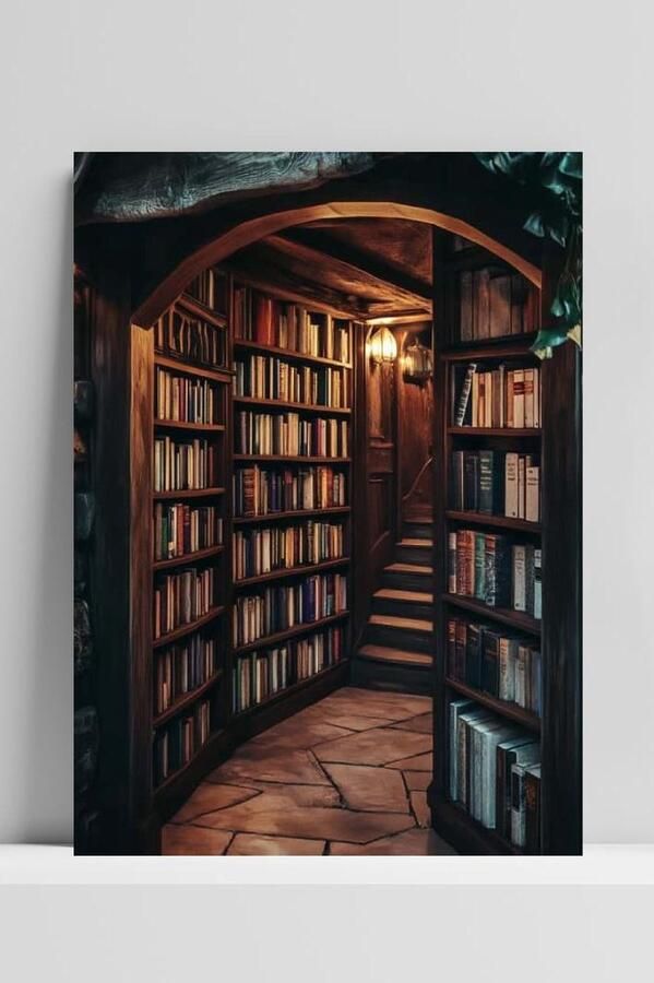 25 Artstreet Boeken Kast Poster Architectuur Posters Vintage Metalen Wandbord Met Ophangsysteem 3mm Aluminium Dibond DBS5839DZ Formaat 50 x 70cm