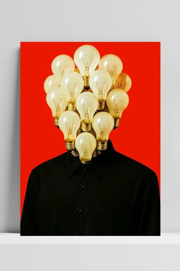 25 Artstreet Lamp Hoofd Poster Portret Posters Fantasie Metalen Wandbord Met Ophangsysteem 3mm Aluminium Dibond DB6229AZ Formaat 60 x 90cm