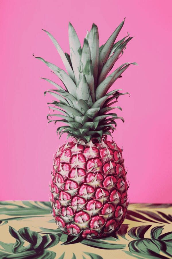 25 Artstreet Roze Ananas Poster Ananas Poster Pink Pineapple Woondecoratie 51x71cm Ananas op Tafel YR Geschikt om in te lijsten